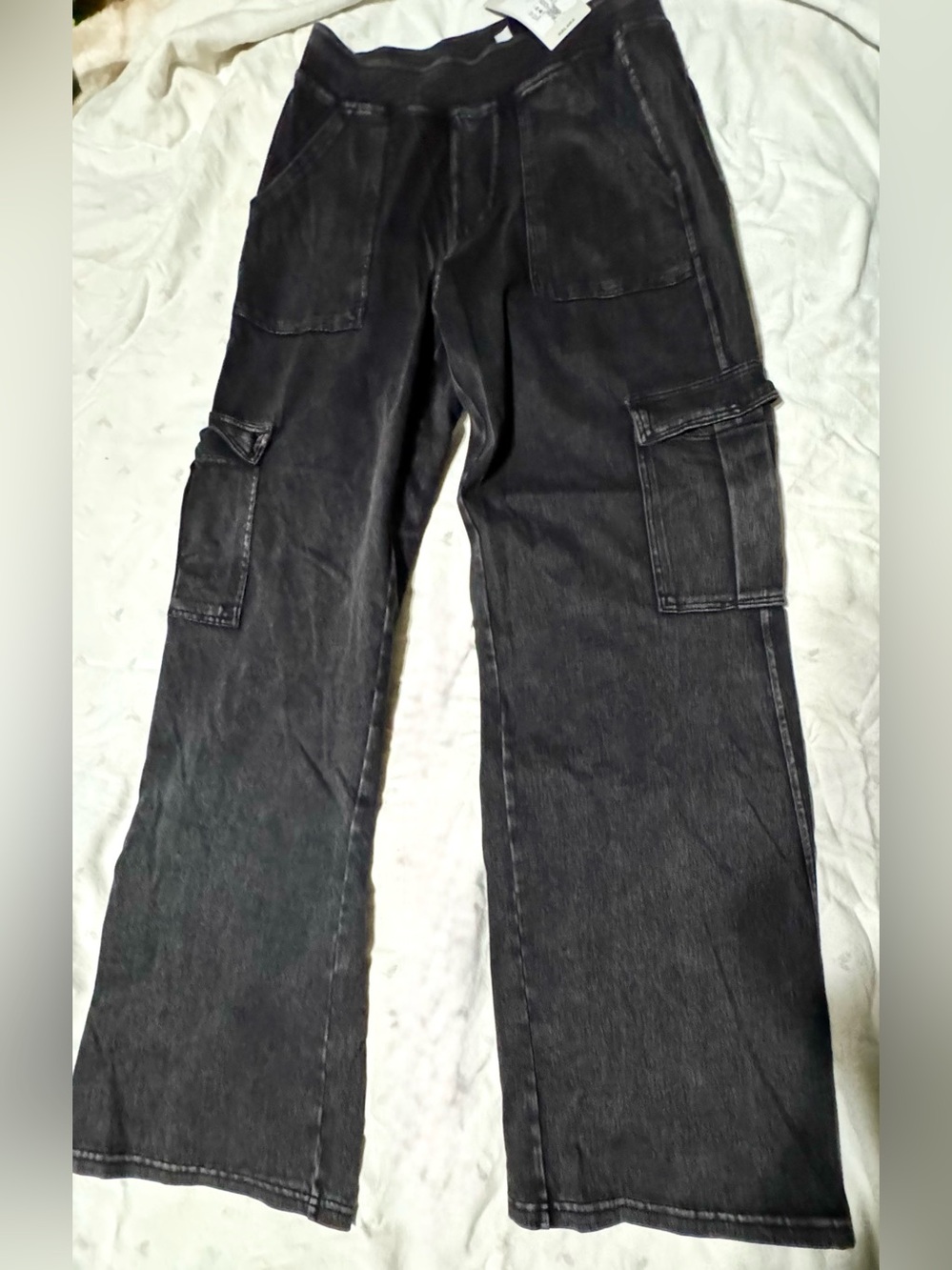 HALARA Black Washed Boot-Cut Cargo Pants